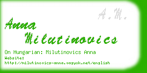 anna milutinovics business card